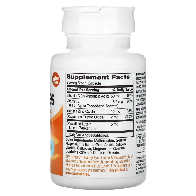 21st Century, Healthy Eyes, лютеин и зеаксантин, 60 капсул