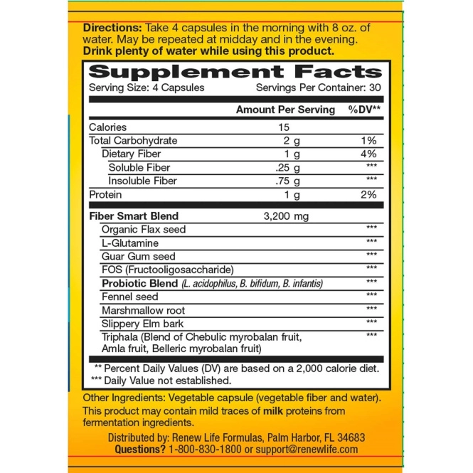 Renew Life, FiberSmart, 120 вегетарианских капсул