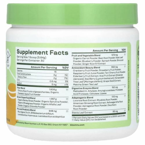 Bloom, Greens & Superfoods, манго, 169,2 г (5,97 унции)