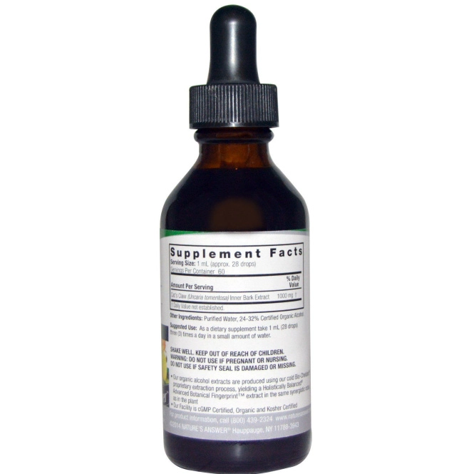 Nature's Answer, Ункария опушенная, с низким содержанием спирта, 1000 мг, 2 жидких унции (60 мл)