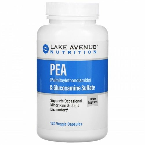 Lake Avenue Nutrition, ПЭА (пальмитоилэтаноламид) и сульфат глюкозамина, 120 растительных капсул