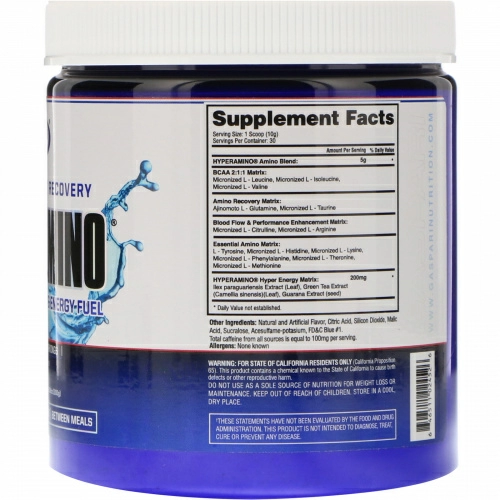Gaspari Nutrition, Hyper Amino, Rainbow Italian Ice, 10.58 oz (300 g)