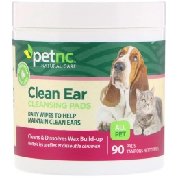 petnc NATURAL CARE, Clean Ear Cleansing Pads, For Cats and Dogs, 90 Pads