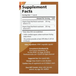 Pure Essence, MyPure, рейши 4X, 60 капсул в растительной оболочке