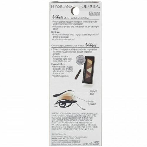 Physicians Formula, Тень для век с различным финишем, дымчатая обнаженная натура, 0,29 унций (8,5 г)