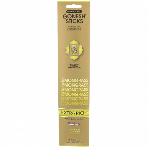 Gonesh, Extra Rich Incense Sticks, Lemongrass, 20 Sticks