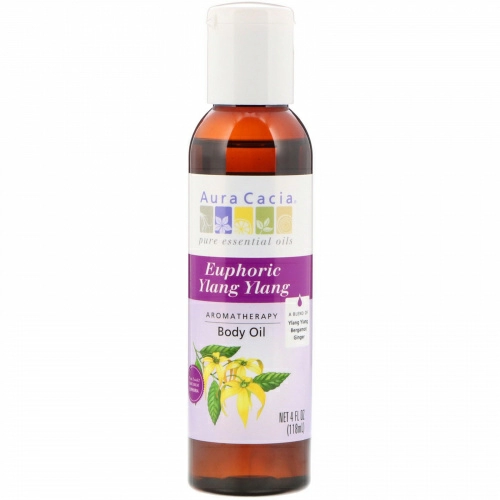 Aura Cacia, Масло для тела с эффектом ароматерапии, иланг-иланг, 4 жидкие унции (118 мл)