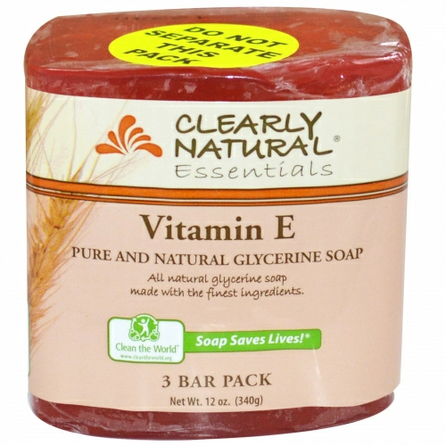 Clearly Natural, Чистое и натуральное глицериновое мыло, витамин Е 3 Bar Pack, 4 унциикаждый