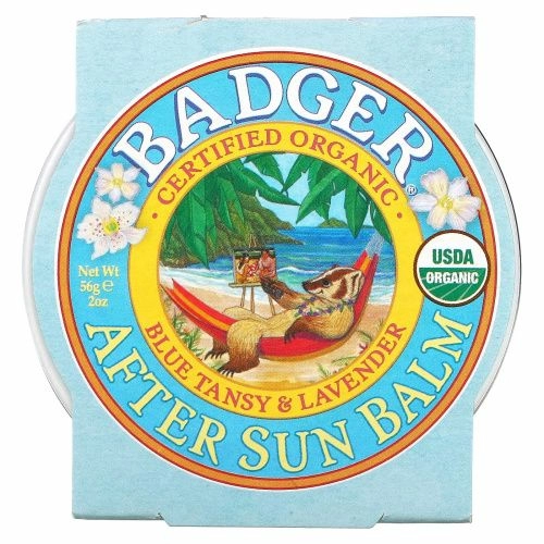 Badger Company, Органика, Бальзам после загара с пижмой и лавандой, 2 унции (56 г)