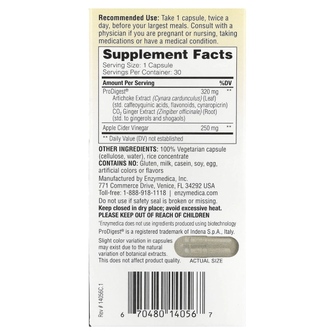 Enzymedica, Перистальтика кишечника, транспорт для поддержки пищеварения, 30 капсул