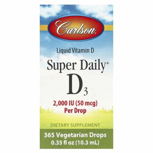 Carlson Labs, Super Daily D3, витамин D3, 2000 МЕ, 0,37 жидкой унции (10,98 мл)