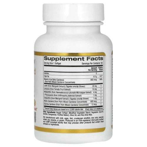 California Gold Nutrition, AstaCarotenoid Complex, поддерживает здоровье глаз и сердца, 30 мягких таблеток