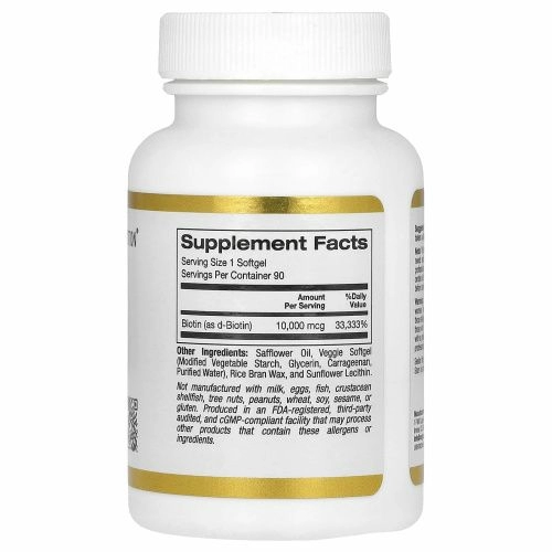 California Gold Nutrition, Biotin, 10,000 mcg, 90 Овощные мягкие гели