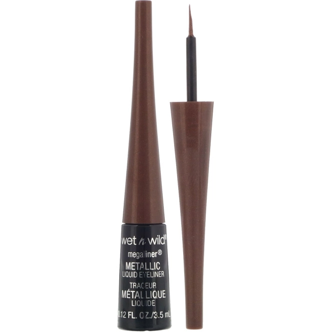 Wet n Wild, Жидкая подводка для глаз MegaLiner Metallic, оттенок Metallic Brown, 3,5 мл