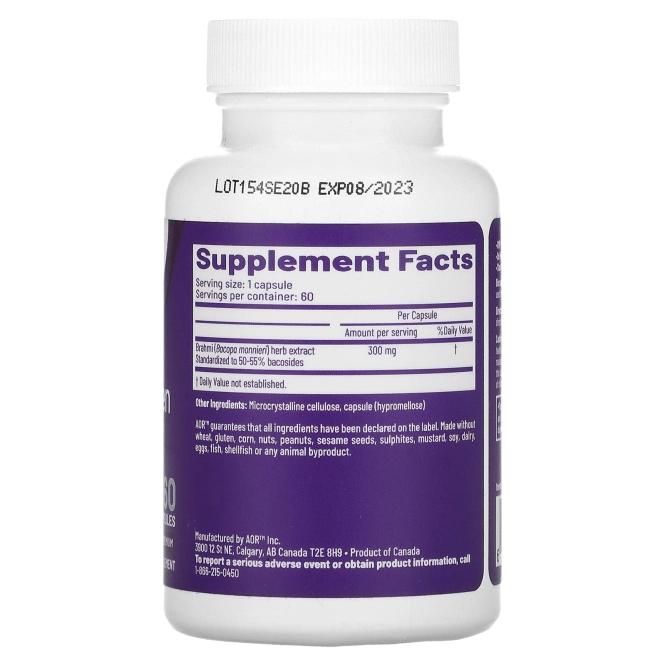 Advanced Orthomolecular Research AOR, Bacopa Enlighten, 60 Vegan Capsules