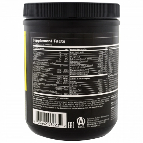 Animal, Витаминный комплекс Original Animal Pak, спортивное питание в порошке Animal, с вишневым вкусом, 369 г