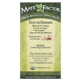 Mate Factor, органический йерба мате, свежий зеленый, 24 чайных пакетика, 84 г (2,96 унции)