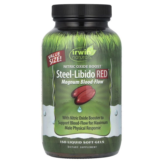 Irwin Naturals, Steel-Libido Red, усиленный кровоток, 150 желатиновых капсул с жидким содержимым
