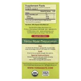 EcoTeas, йерба мате, «зеленая энергия», без копчения, 24 чайных пакетика, 48 г (1,7 унции)