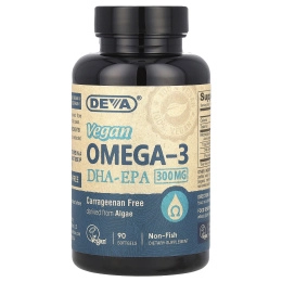 Deva Vegan Омега-3 DHA-EPA 300 mg, 90 веганских мягких таблеток