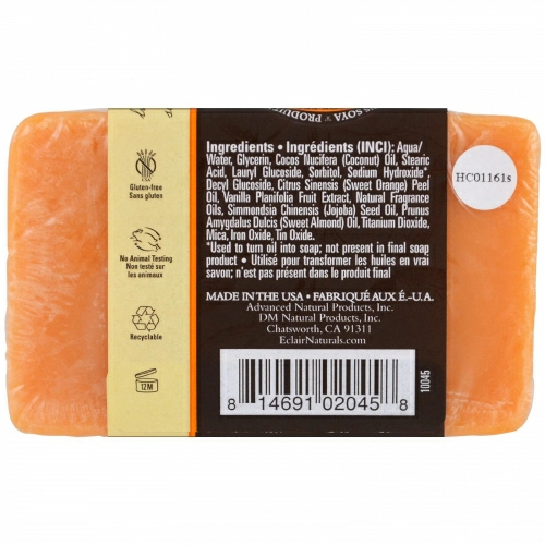 Eclair Naturals, Мыло ручной работы, ваниль и сладкий апельсин, 170 г (6 унций)