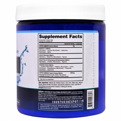 Gaspari Nutrition, "ГиперАмино", аминокислотный комплекс со вкусом ежевики, 10,58 унции (300 г)