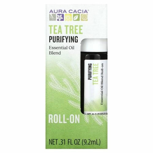 Aura Cacia, Смесь эфирного масла, очищающий роликовый аппликатор, чайное дерево, 0,31 жидкие унции (9,2 мл)