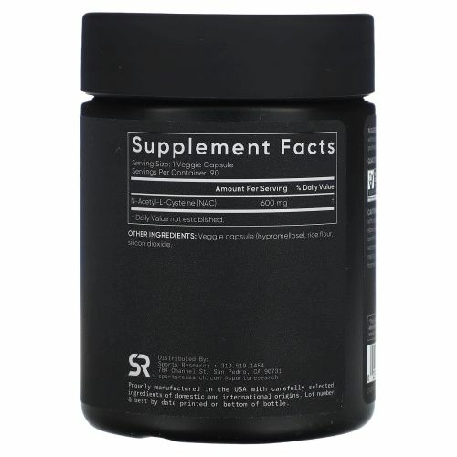 Sports Research, NAC, N-ацетилцистеин, 600 мг, 90 растительных капсул