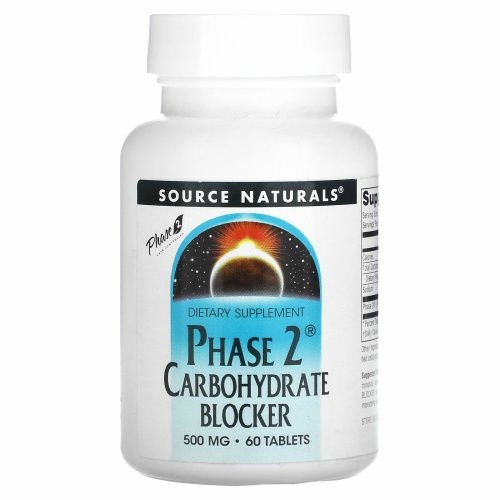 Source Naturals, Блокировщик углеводов, стадия 2, 500 мг, 60 таблеток