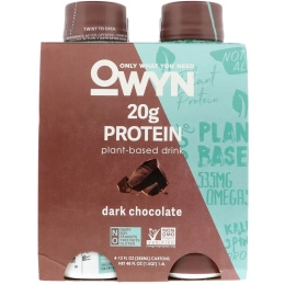 OWYN, Protein Plant-Based Shake, Dark Chocolate, 4 Shakes, 12 fl oz (355 ml) Each
