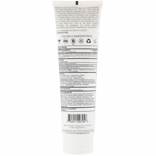 Bare Republic, Mineral Sunscreen Lotion, Sport, SPF 30, 5 fl oz (148 ml)