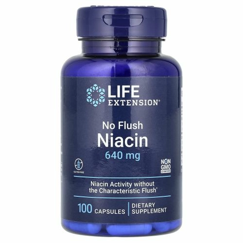 Life Extension, Ниацин, не вызывает покраснения, 800 мг, 100 капсул