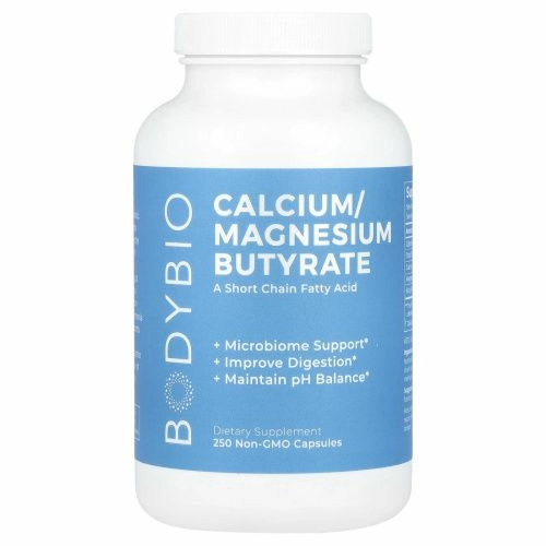 BodyBio, Бутират кальция / магния, 250 капсул без ГМО
