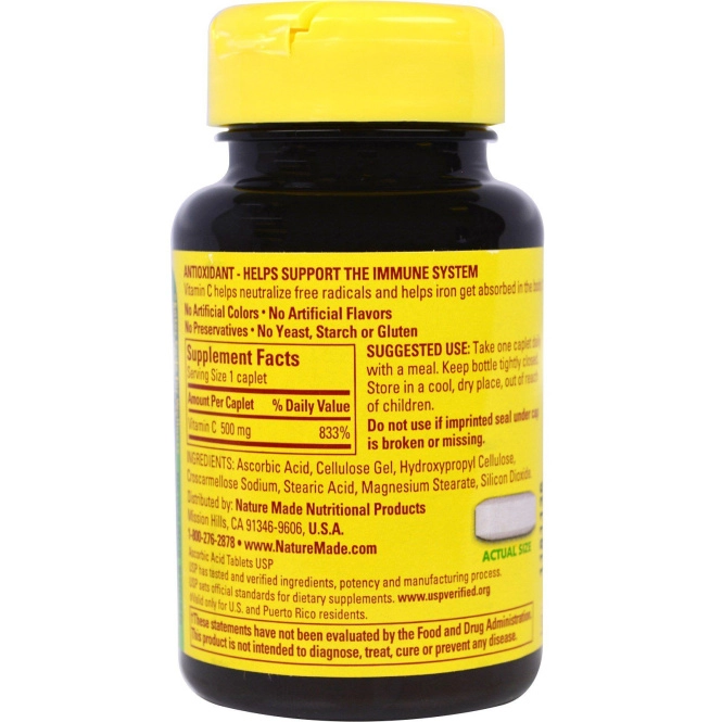 Nature Made, Vitamin C, 500 mg, 100 Caplets