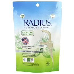 RADIUS, EcoClean Floss Picks ™, мятная мята, 50 компостируемых зубочисток