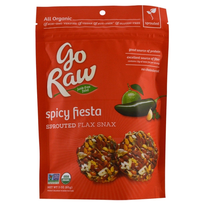 Go Raw, Закуска с добавлением органического пророщенного льна, вкус "Пряная фиеста", 85 г (3 oz)