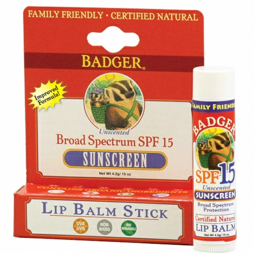 Badger Company, Солнцезащитный крем бальзам для губ, SPF 15, Без запаха, 0,15 унции (4,2 г)