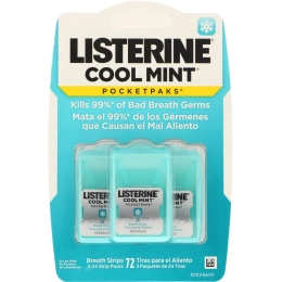Johnson's Baby, Listerine, Pocketpaks, охлаждающая мята, 3 упаковки, по 24 полоски в каждой