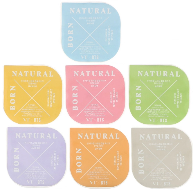 VT X BTS, Born Natural, Special Capsule Mask Kit, 7 Capsules, 5 ml Each