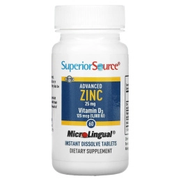 Superior Source, Advanced Zinc, витамин D3, 60 быстрорастворимых таблеток MicroLingual