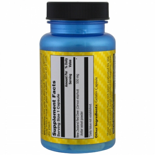 Natural Sport, порошок из оленьих пантов, повышенного действия, 30 капсул