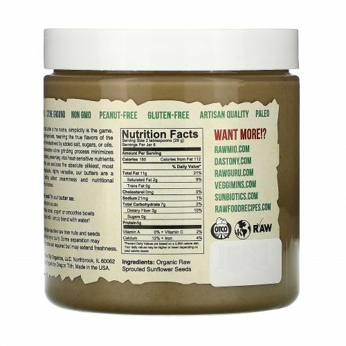 Dastony, Organic Sprouted Sunflower Seed Butter, 8 oz (227 g)