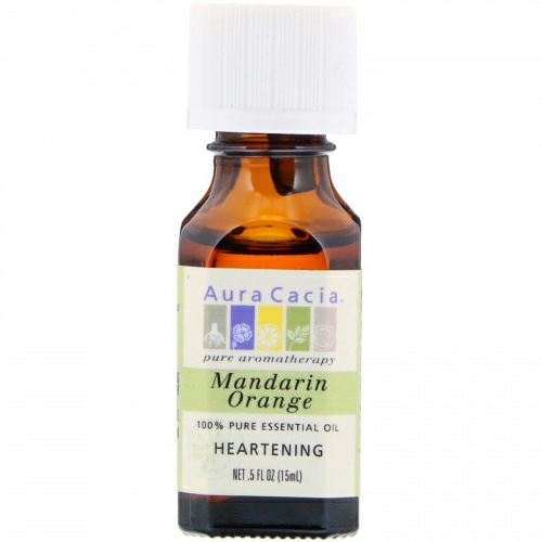 Aura Cacia, 100% чистое эфирное масло мандарина для хорошего настроения, 0.5 жидкой унции (15 мл)