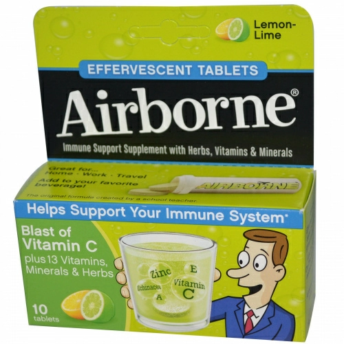 AirBorne, Шипучие таблетки, Лимон и лайм, 10 таблеток