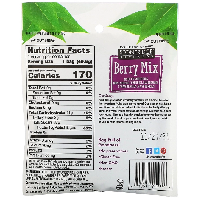 Stoneridge Orchards, Berry Mix, 1.75 oz (49.6 g)
