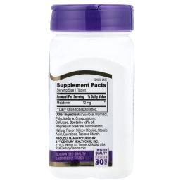 21st Century, мелатонин, максимальная сила действия, со вкусом вишни, 12 мг, 120 таблеток