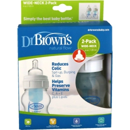 Dr. Brown's, Natural Flow, Wide-Neck, Level 1, 0 + Months, 2 Pack Bottles, 4 oz (120 ml) Each
