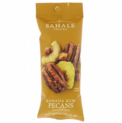 Sahale Snacks, глазированная смесь, со вкусом банана и рома, 9 пакетиков по 42,5 г (1,5 унции)