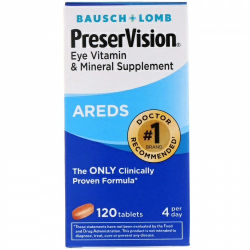 Bausch & Lomb, AREDS, витаминная и минеральная добавка для глаз, 120 таблеток