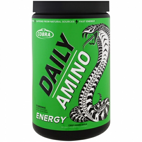 Cobra Labs, Daily Amino, энергия, хрустящее зеленое яблоко, 255 г